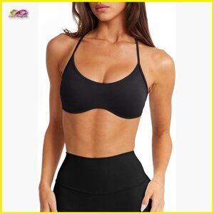 Y Back Sports Bra Padded Racerback Spaghetti Strap Workout Yoga Athletic